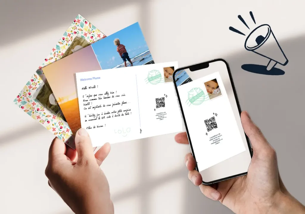 Carte postale avec option audio ou vidéo 