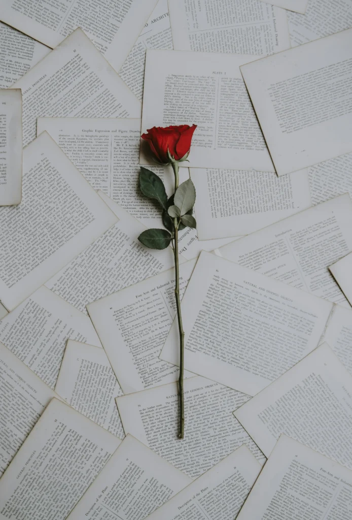 Textes romantiques et rose pour sa moitié