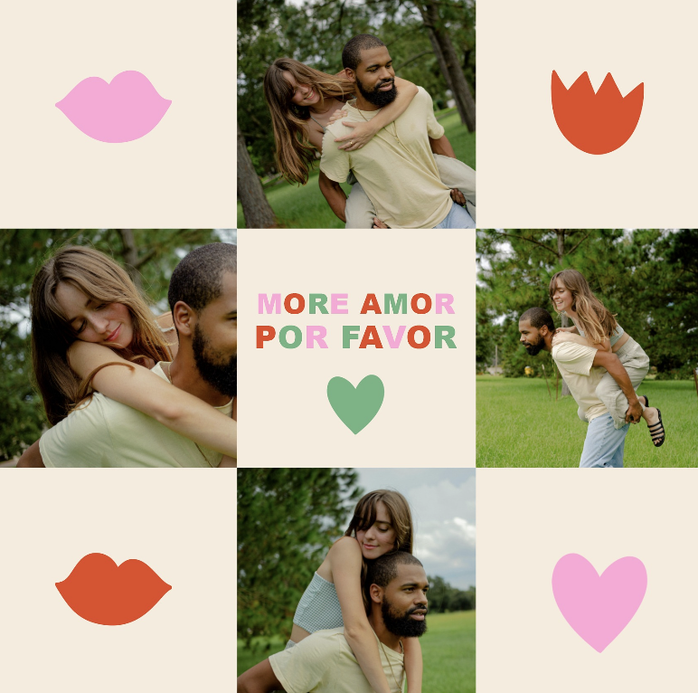 Carte d'amour pour son(sa) valentin(e) avec message "more amor por favor"
