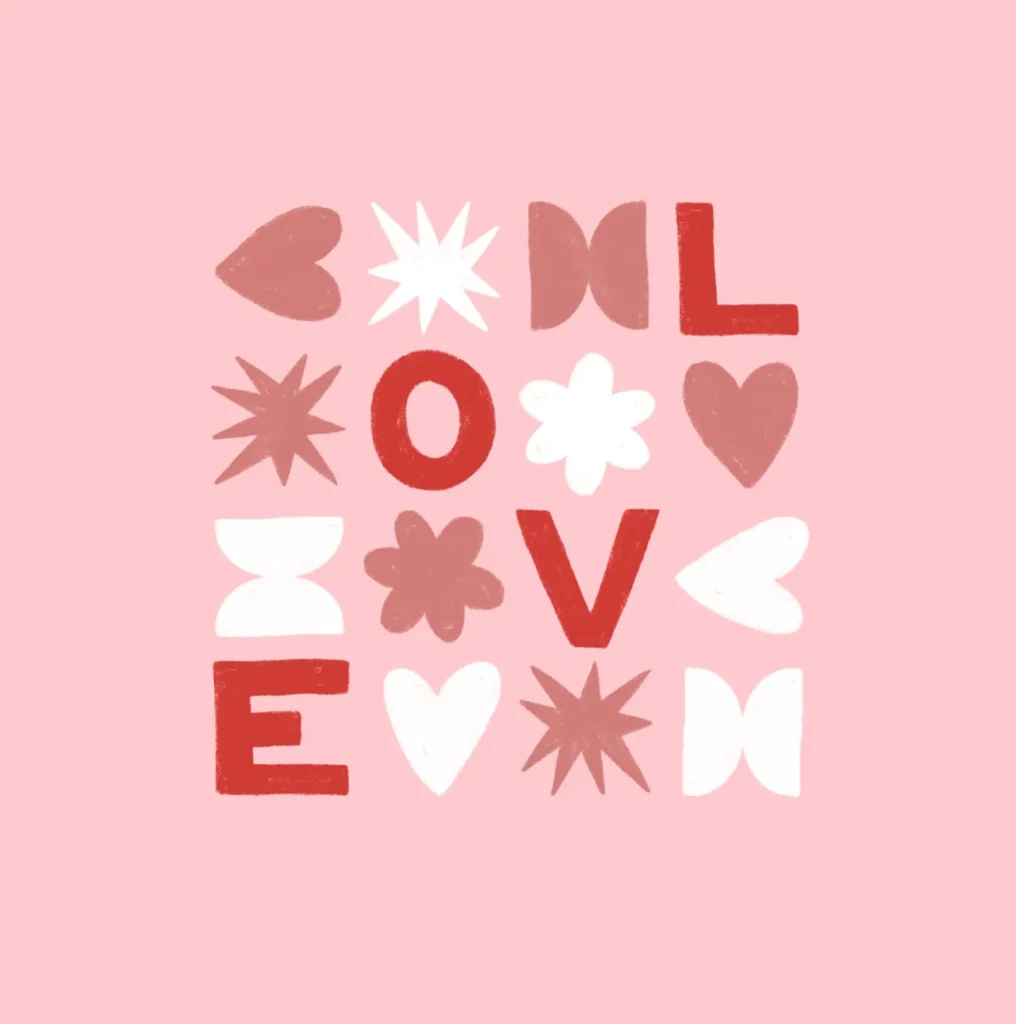 Carte d'amour pour la Saint-Valentin avec message "love"