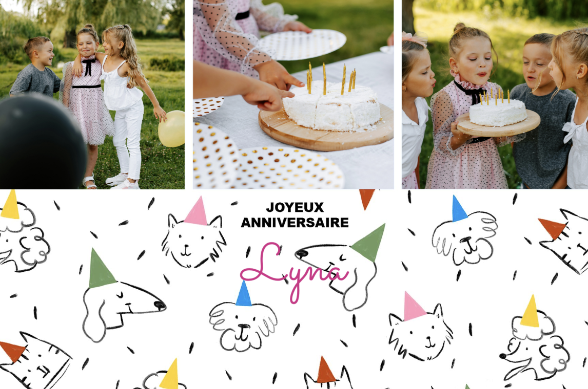 Carte anniversaire avec le prénom enfant Lyna