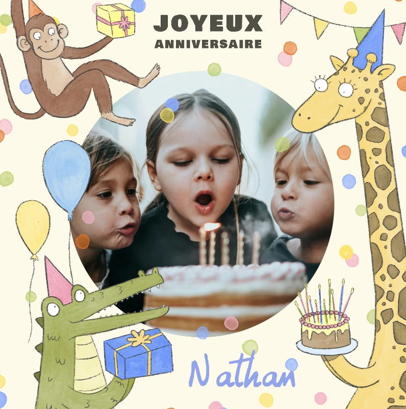 Carte anniversaire avec un prénom enfant