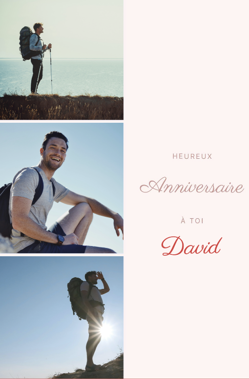 Carte "Heureux anniversaire à toi David" avec photos