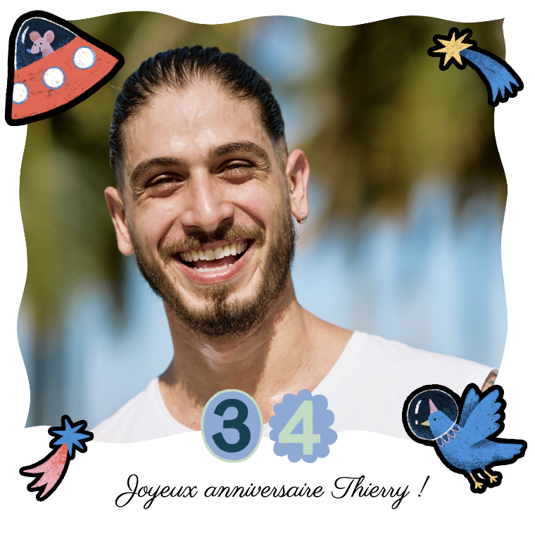Carte personnalisée "Joyeux anniversaire Thierry"