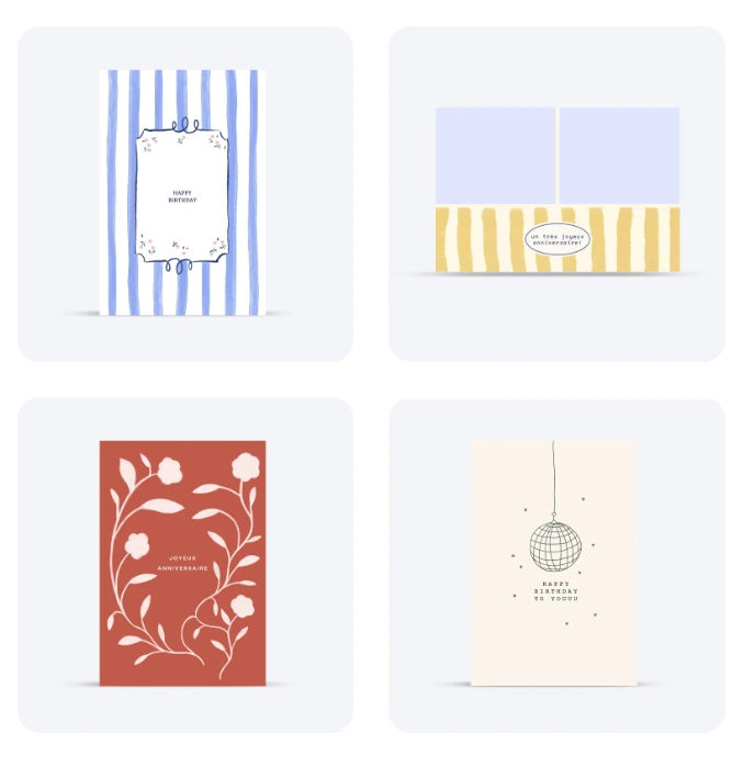 Exemples de designs pour une carte d'anniversaire