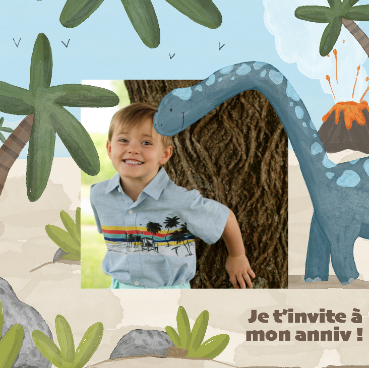 Carte d'invitation anniversaire dinosaure