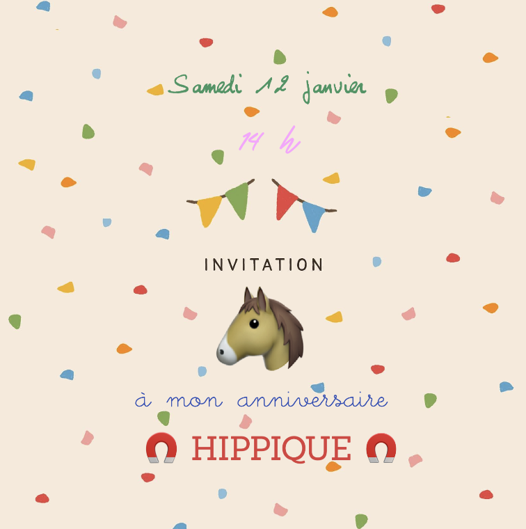 Invitation à un anniversaire cheval