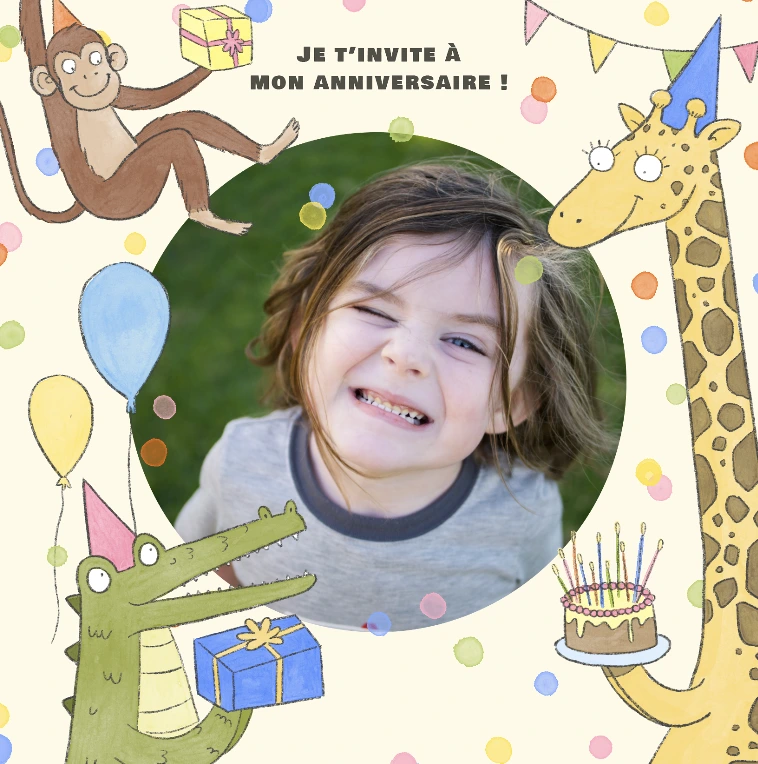 Carte d'invitation à l'anniversaire d'une fille