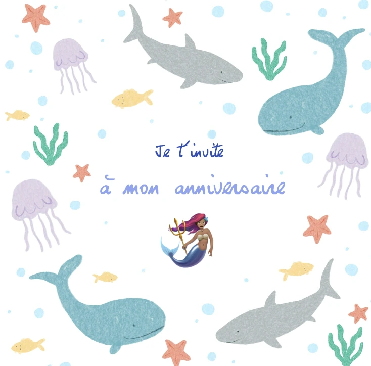Invitation à un anniversaire sirène