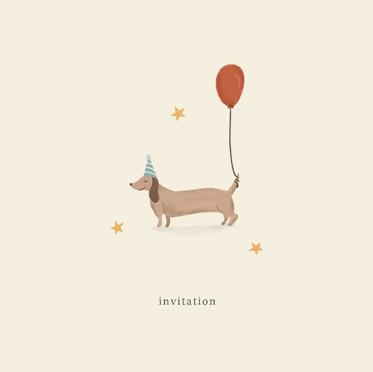 Carte d'invitation anniversaire avec un chien