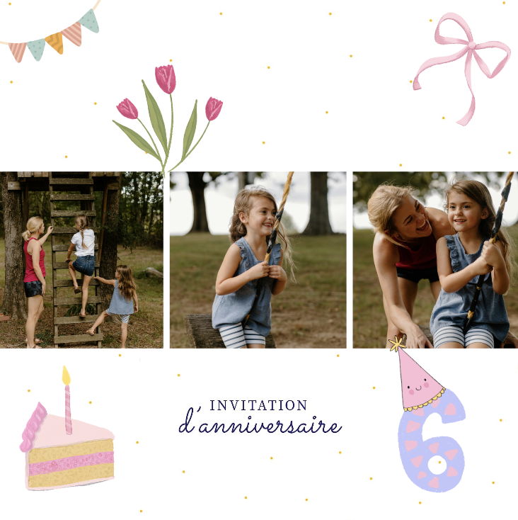 Carte invitation anniversaire enfant originale avec photo