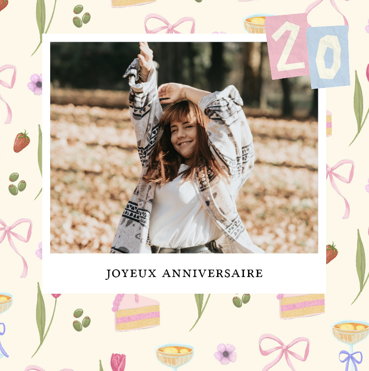 Carte d'anniversaire 20 ans à personnaliser