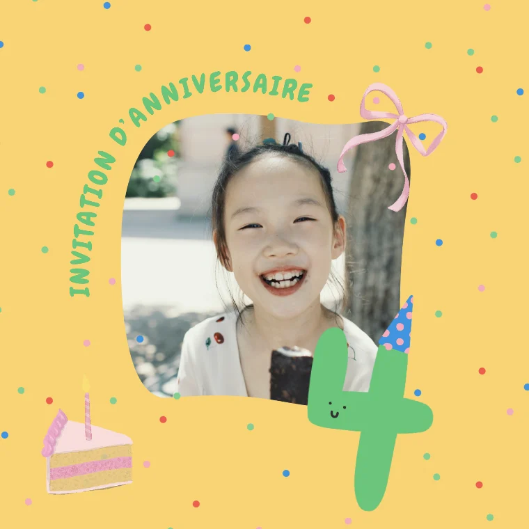 Invitation pour un anniversaire des 4 ans