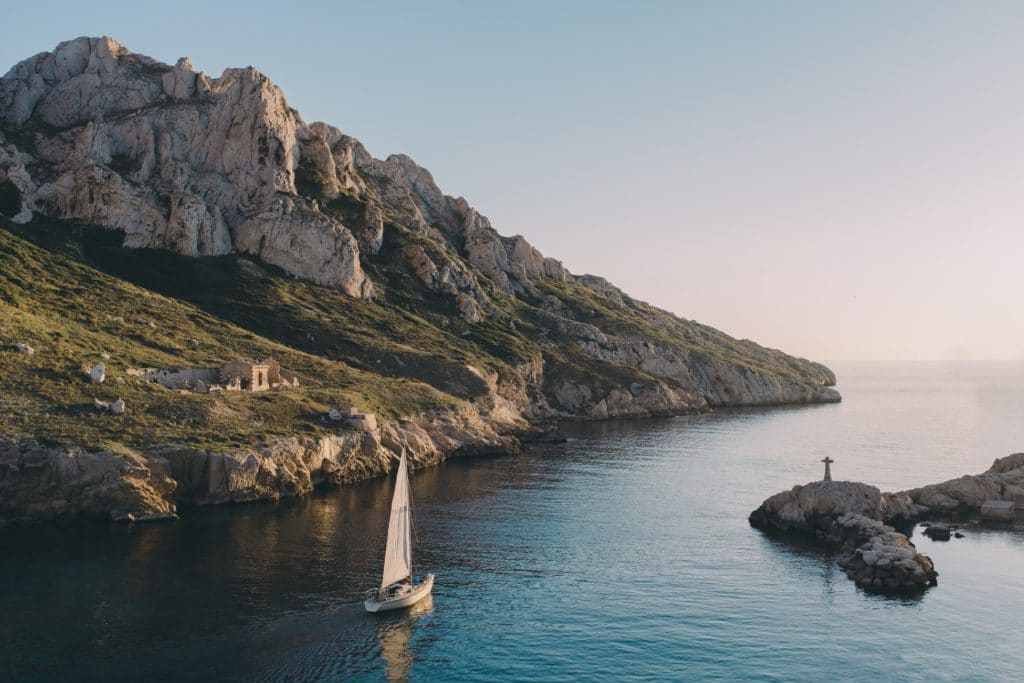 Postkartenlandschaft für einen Urlaub in Marseille, Frankreich