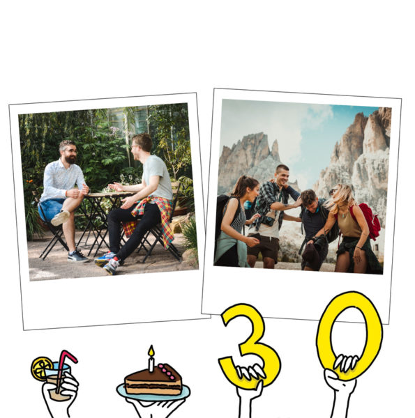 carte 30 ans avec dessins de mains