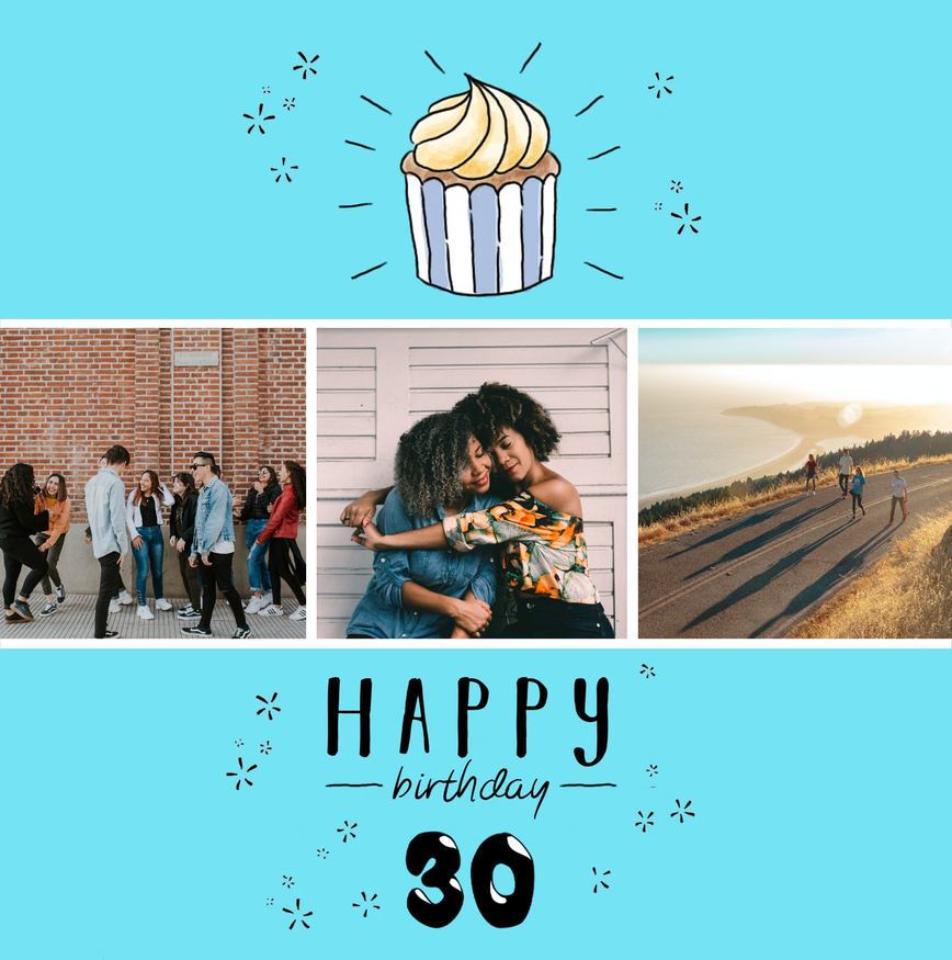 30th Birthday Card A Unique Card With Your Photos Fizzer