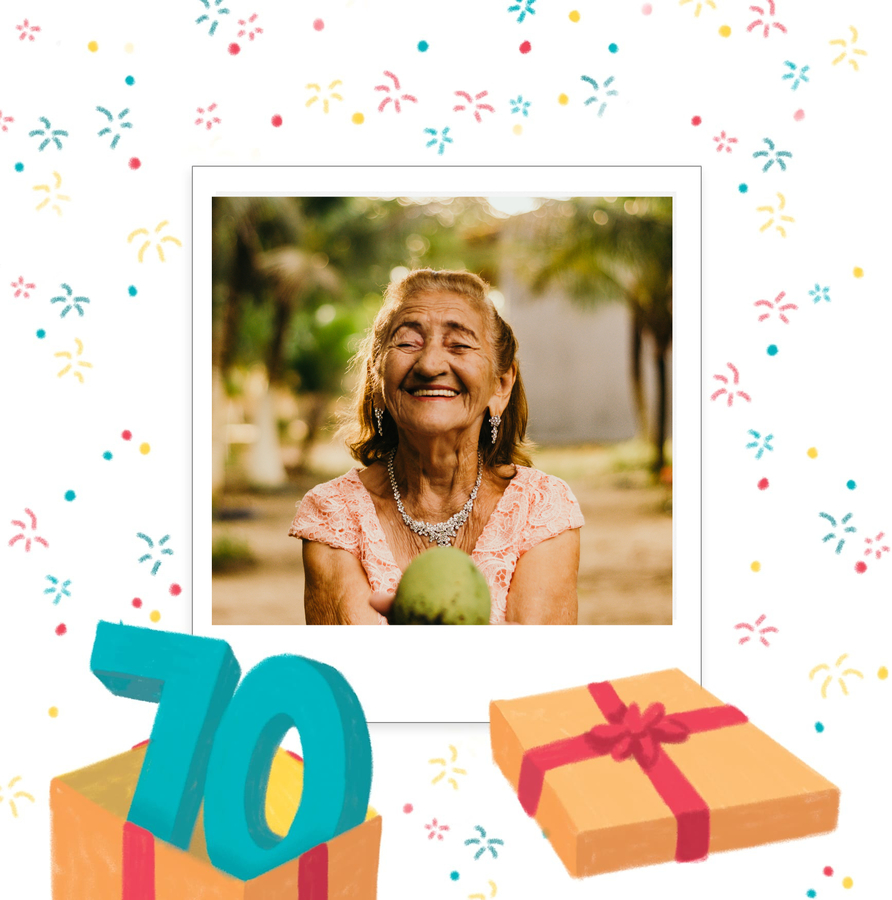 70th birthday card gift