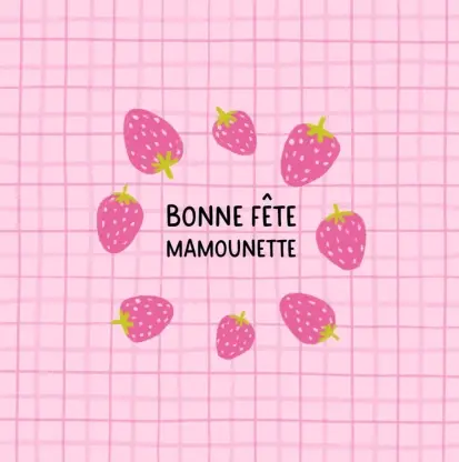 carte fete des meres rose avec des fraises