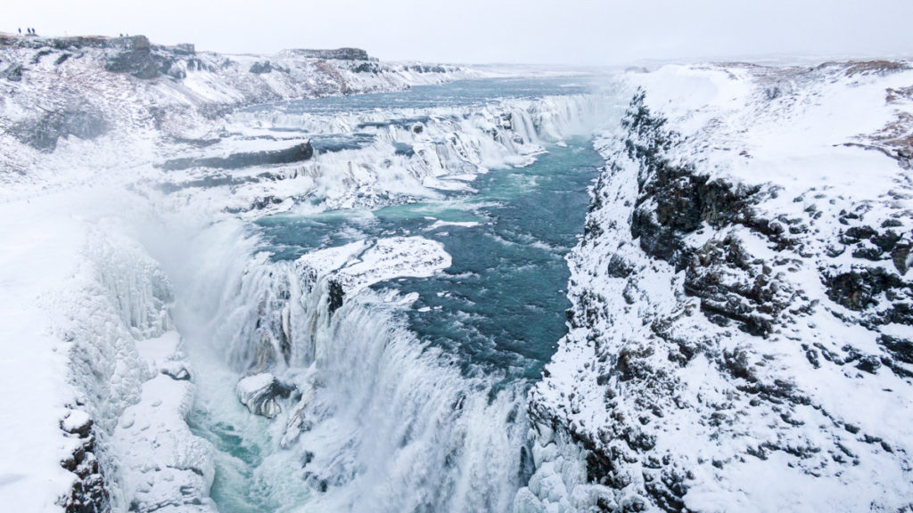 Goldener Wasserfall Gullfoss in Island