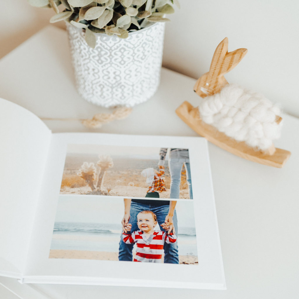 Baby photo album on vacation with parents