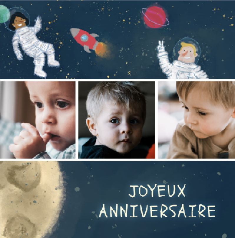 carte joyeux anniversaire astronaute espace