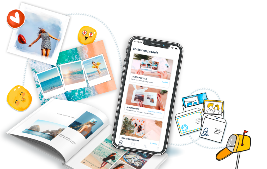 personalized postcard photo album and announcements on the Fizzer mobile app