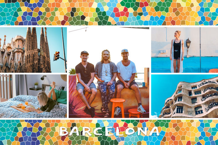barcelona map with gaudi mosaic
