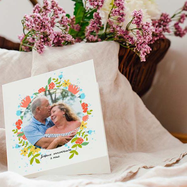 carte anniversaire 39 ans de mariage fleurs