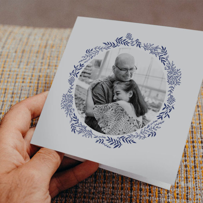 carte pour 40 ans de mariage fleurs bleues