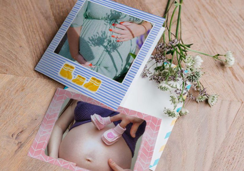 Schwangerschaftsankündigungskarte, Babybauchfoto