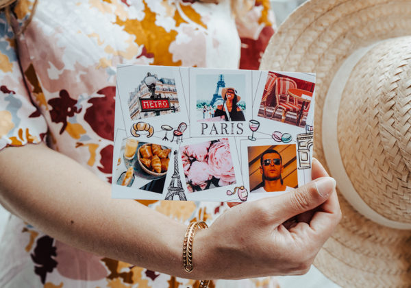 Postkarte aus Paris mit sechs Fotos