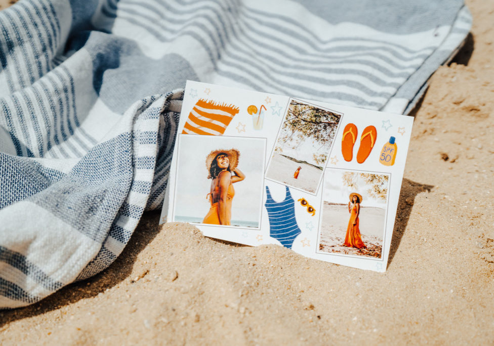 Holiday postcard by the sea with photos