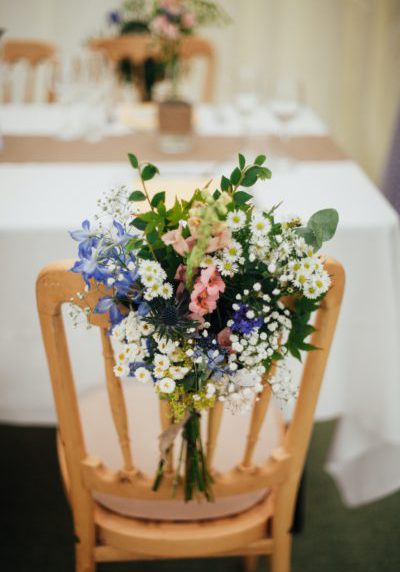 rustic table decoration with field flowers