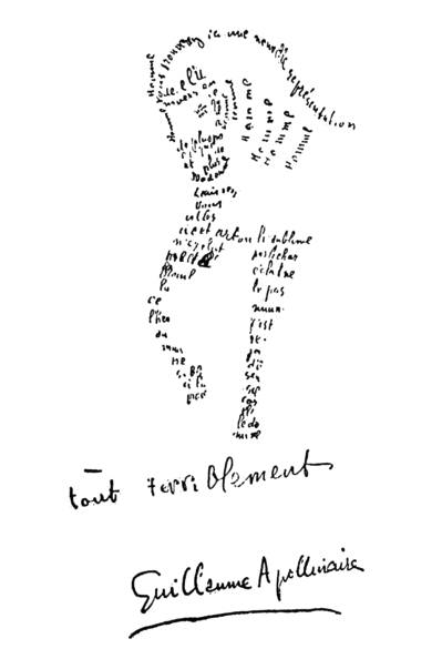 Calligramme de Guillaume Apollinaire : chevaux de frise