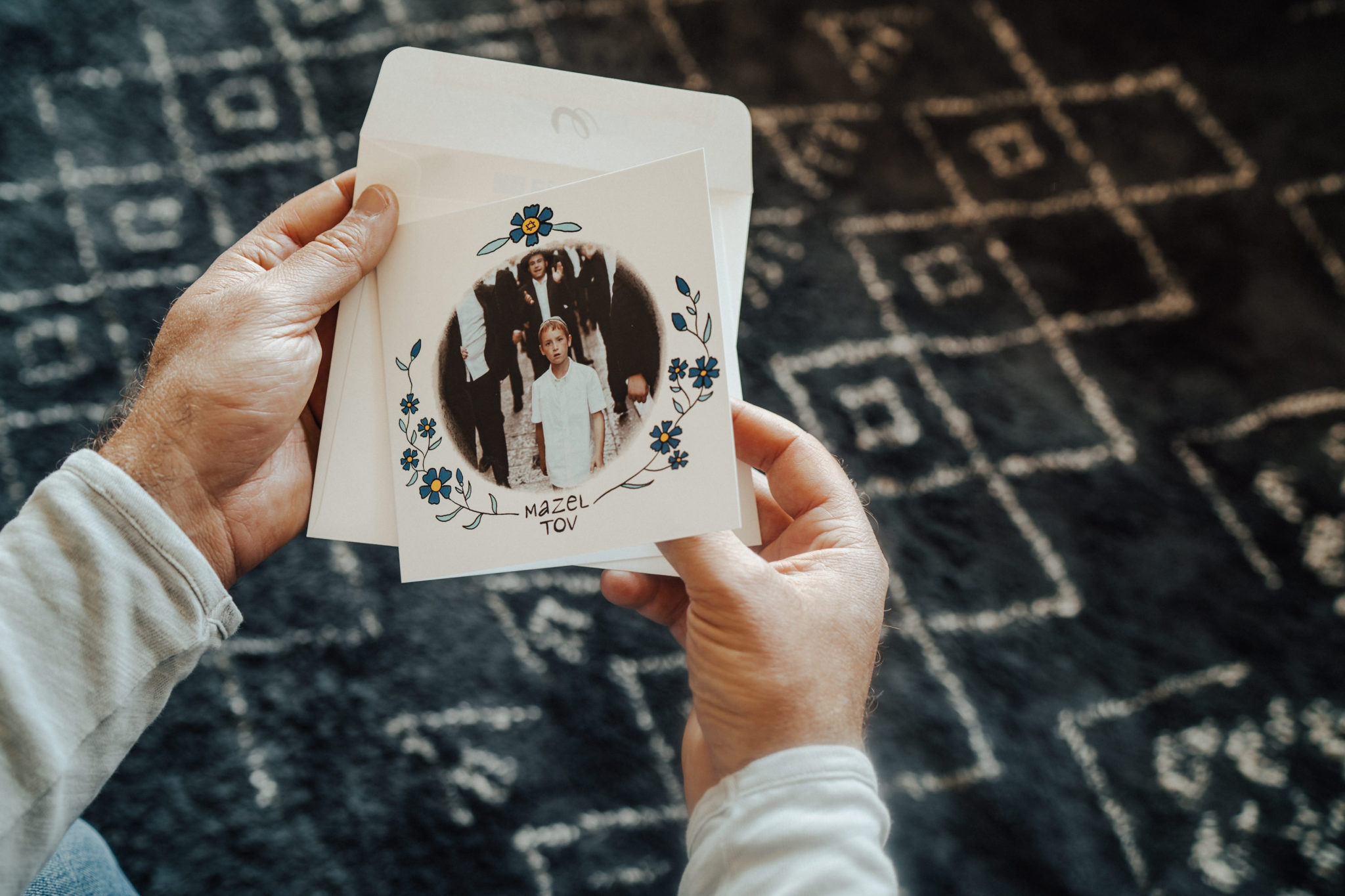 bar mitzvah card photo boy