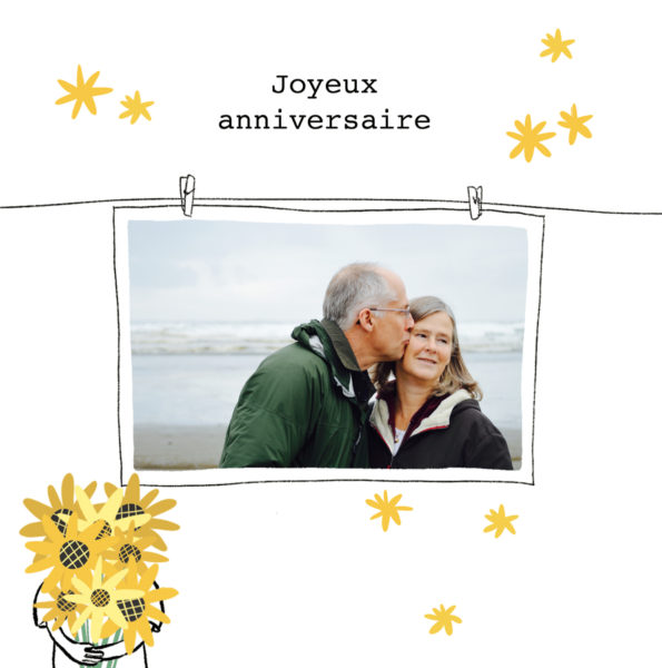 carte anniversaire tournesols