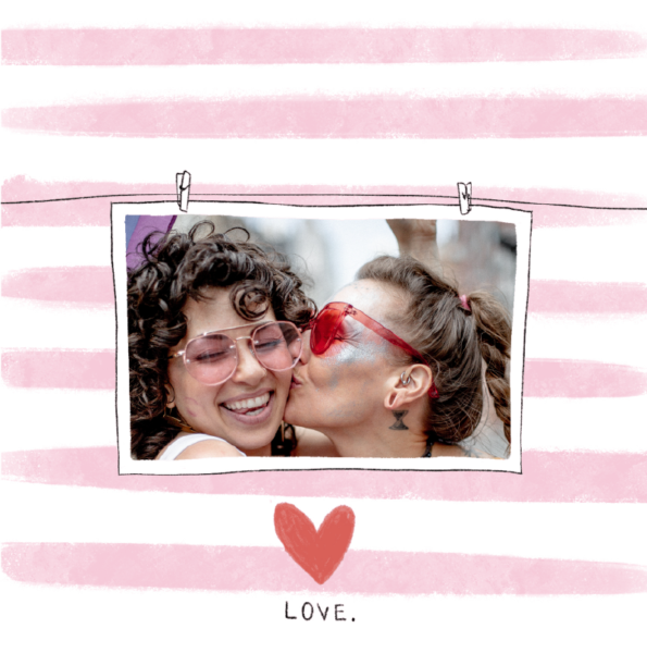 pink stripes love love card