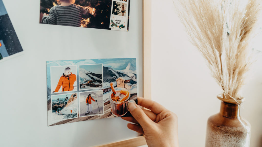 Carte postale magnetique du ski avec photos