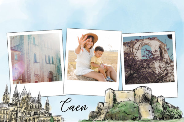 Postkarte von Caen mit befestigter Burg