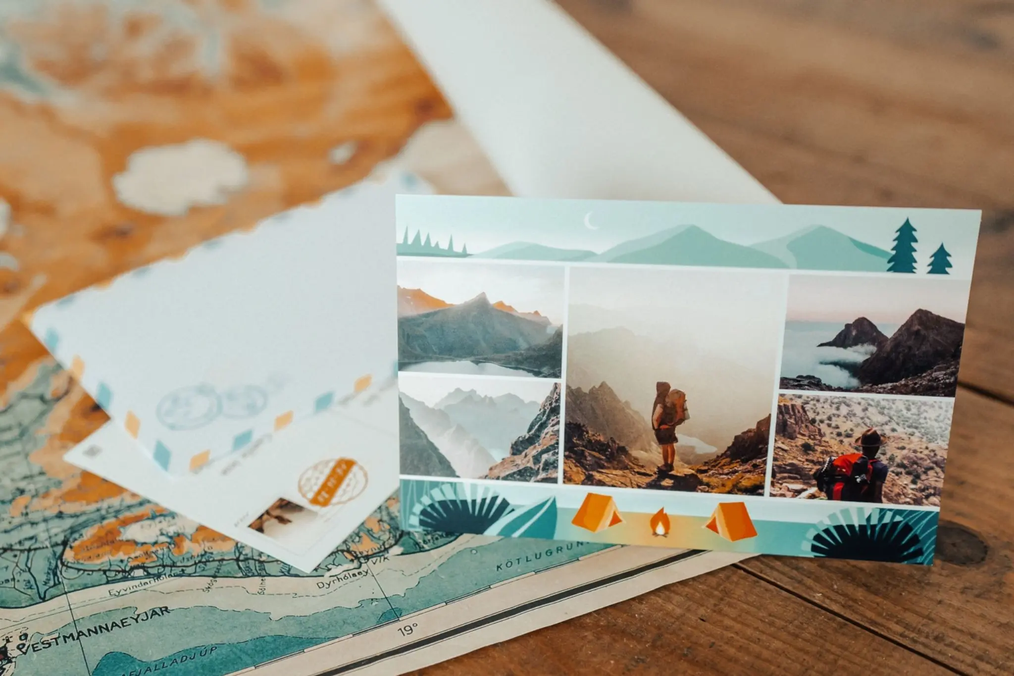 Postcard with photos of landscapes