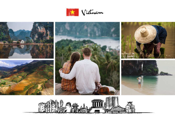 carte postale drapeau vietnam