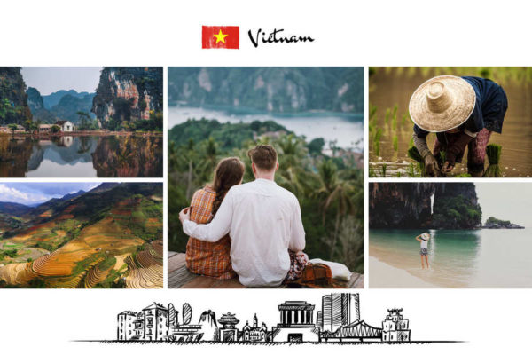 Postkarte mit Vietnam-Flagge