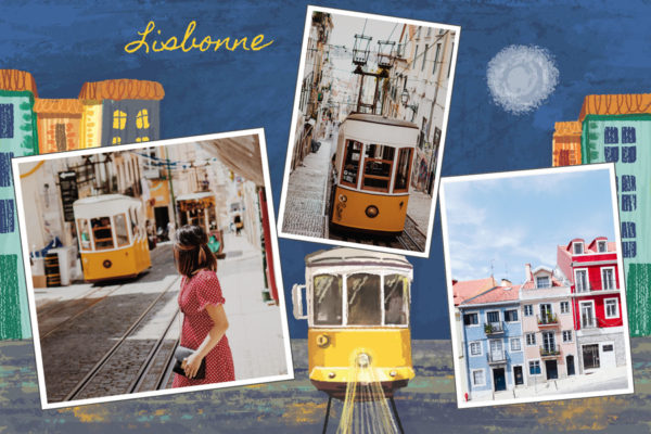 Postkarte-Lissabon-Straßenbahn