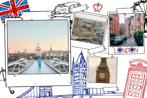 London-Postkarte mit Symbolen