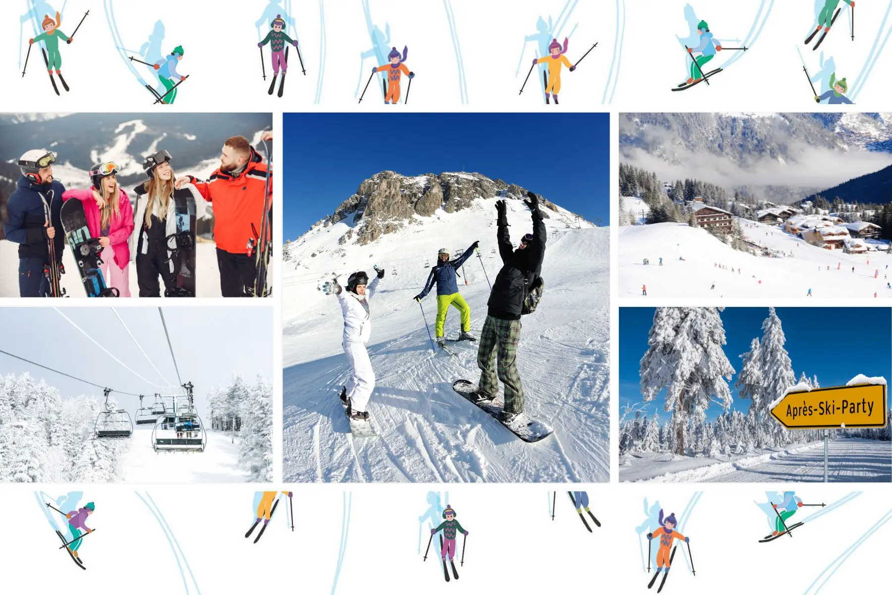 carte postale vacances au ski entre amis