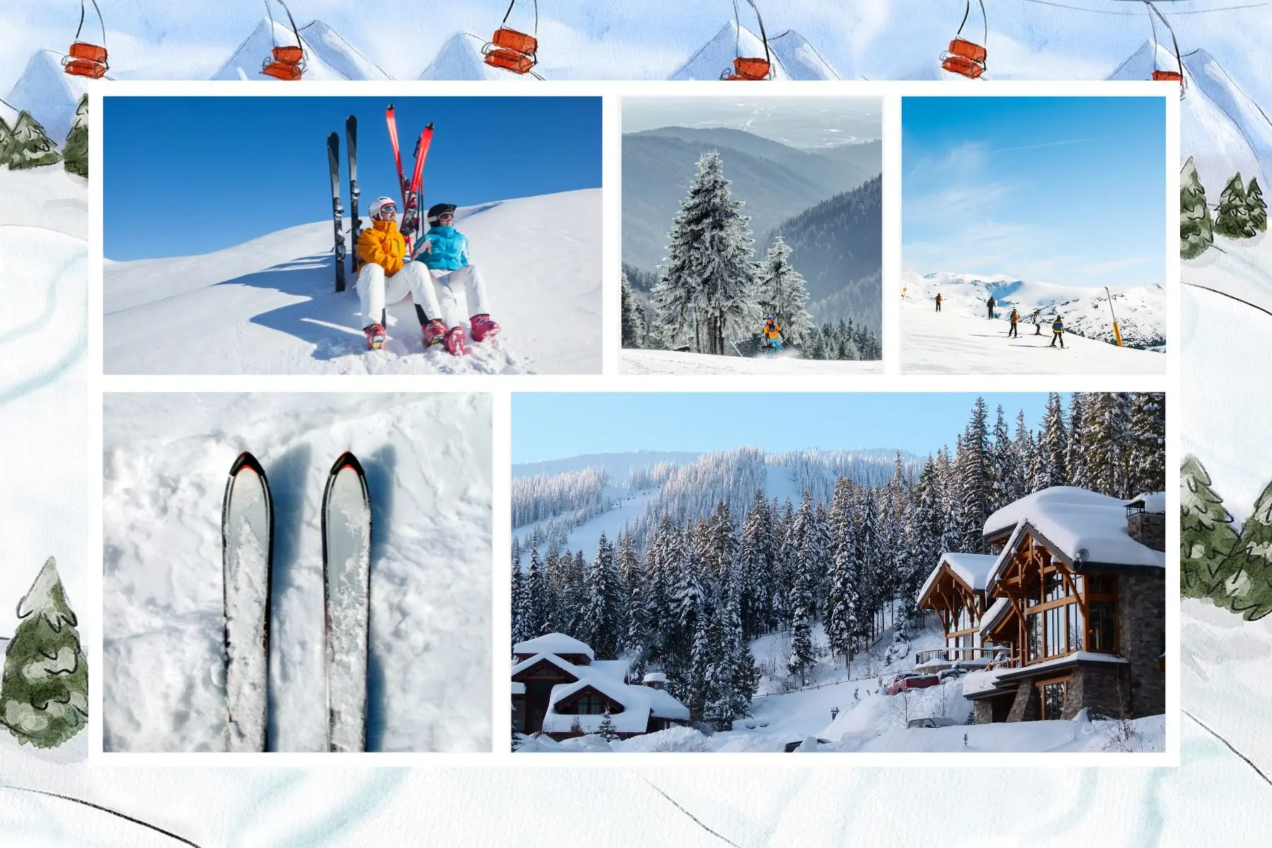 carte postale ski au pays merveilleux