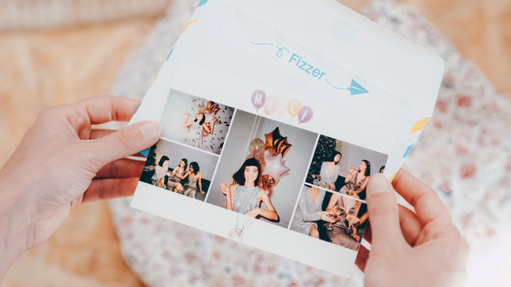 Carte de remerciements avec photos