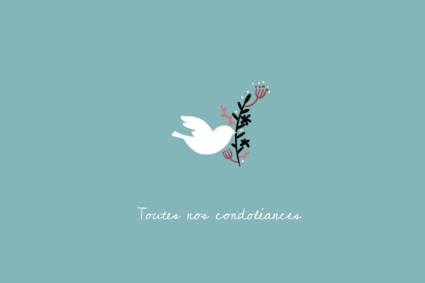 carte de condoleances bleue avec colombe
