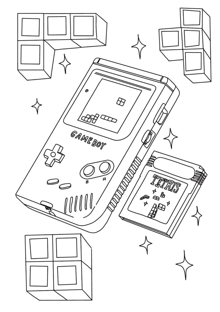 Coloriage anti-stress retro Game Boy