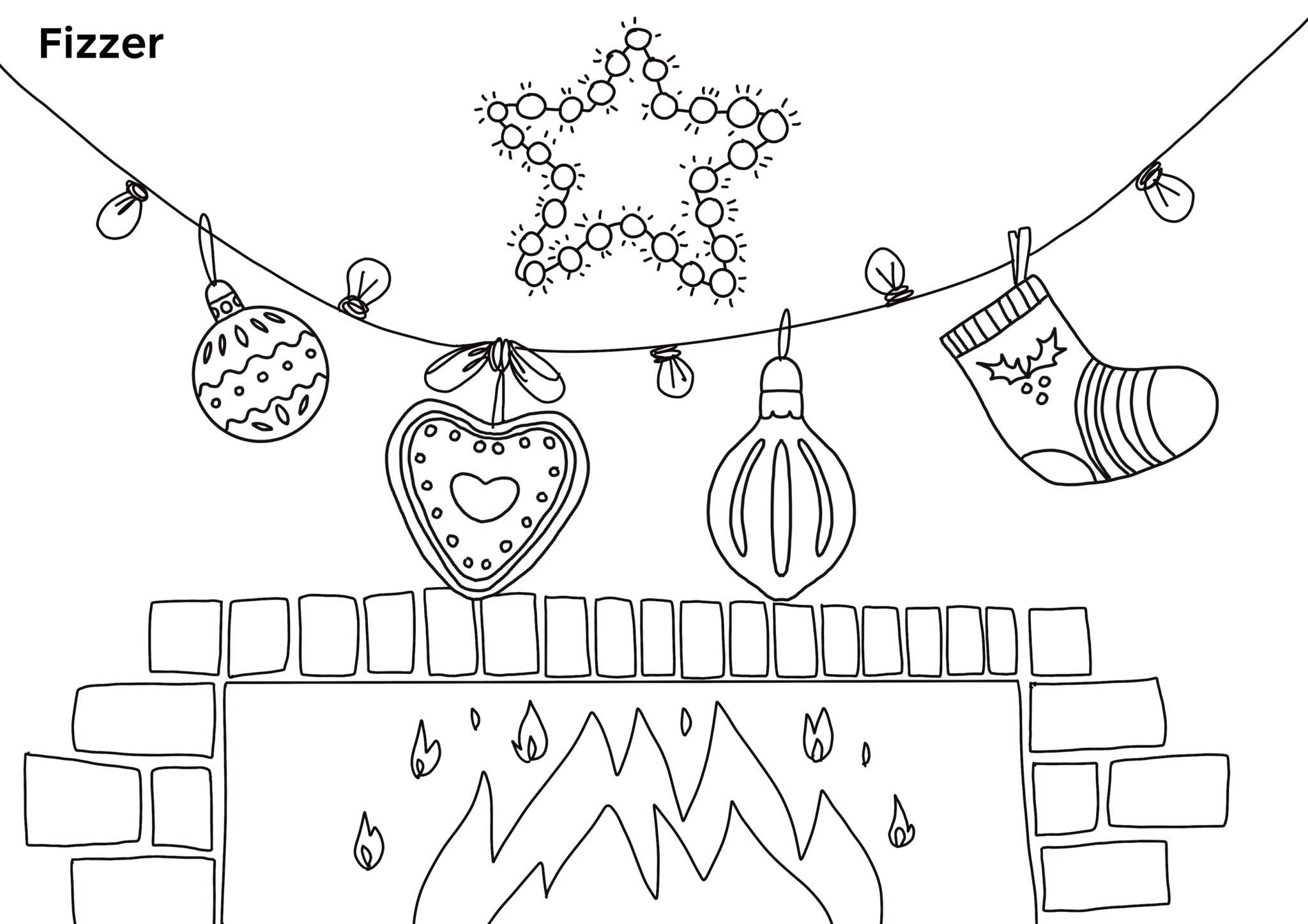 Coloriage de Noël féérique à imprimer pour enfants | Fizzer
